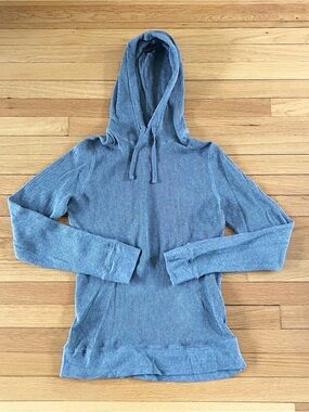 Everlane Grey Waffle Knit Thermal Cozy Cotton Basic Hoodie Pullover Small
